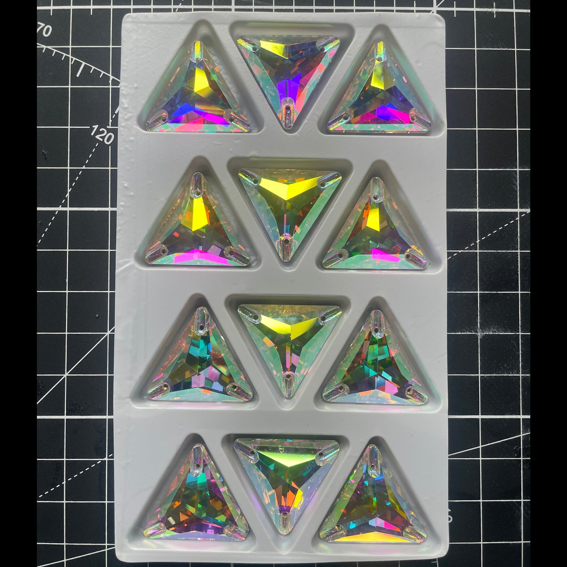 Premium K9 Sew - on TRIANGLE Glass Gemstones / Crystal Non - Hotfix Flatback Rhinestones - Dowsa Performance Wear