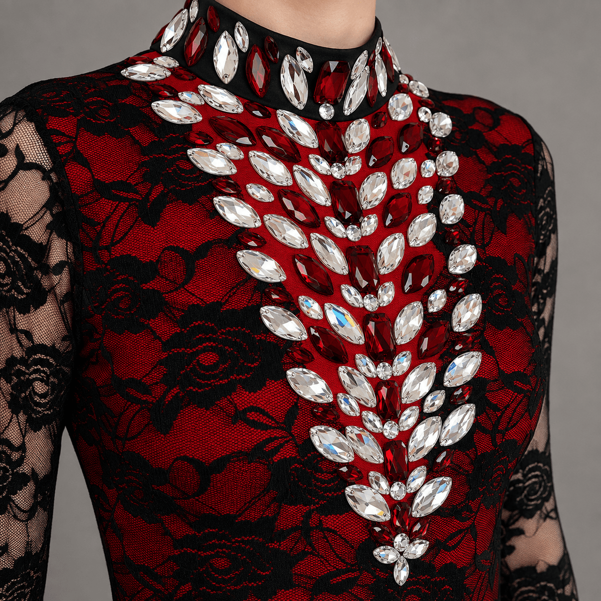 Scarlet Embellished Irish Dance Leotard -Red - Dowsa Performance Wear