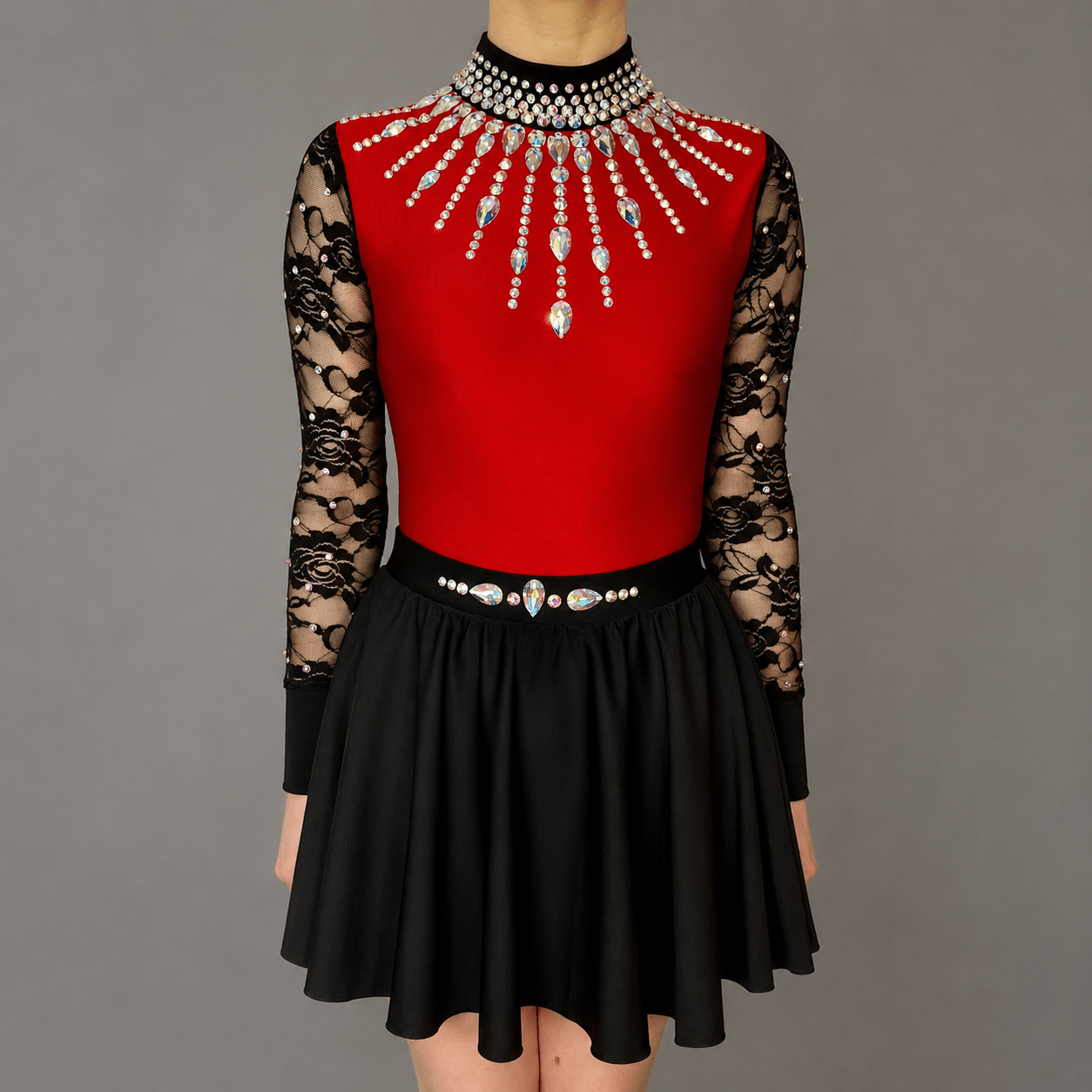 Scarlet Embellished Irish Dance Leotard - Red - Dowsa Performance Wear