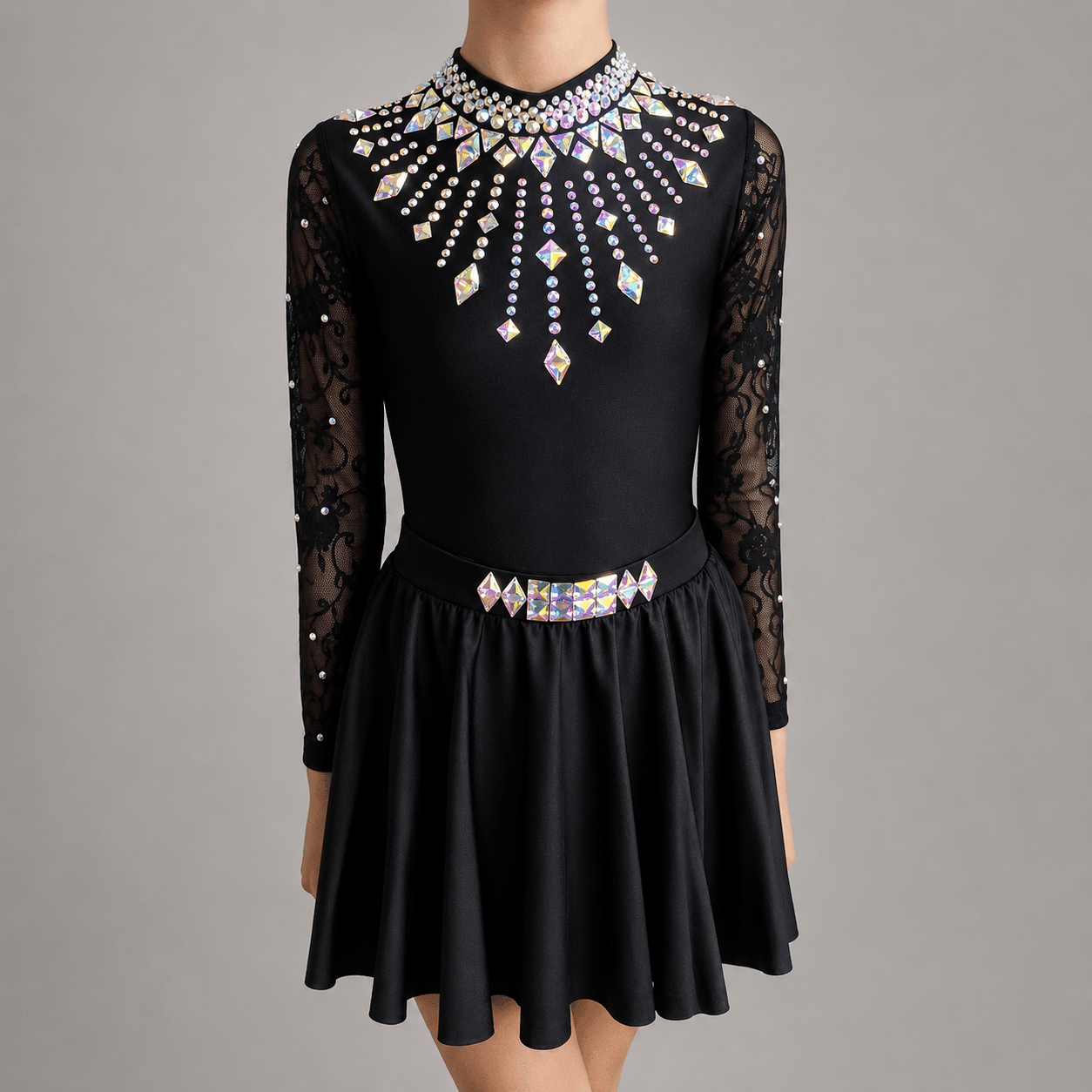 Starlight Embellished Irish Dance Leotard - Black - Dowsa Performance Wear