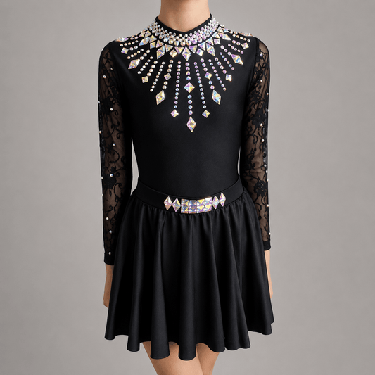 Starlight Embellished Irish Dance Leotard - Black - Dowsa Performance Wear