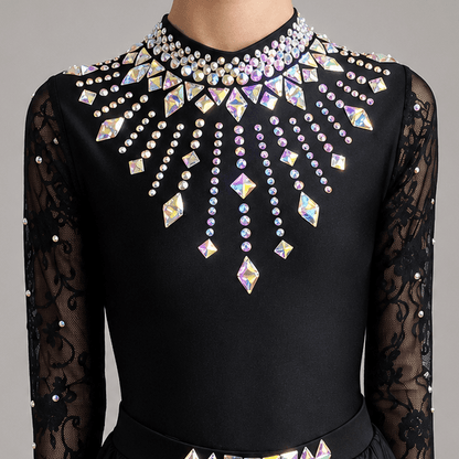Starlight Embellished Irish Dance Leotard - Black - Dowsa Performance Wear