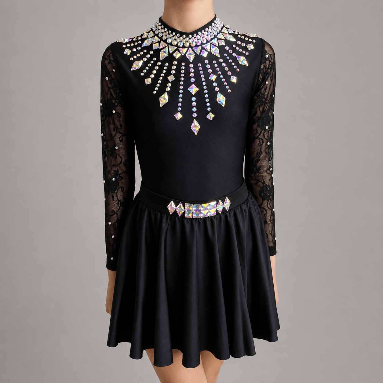 Starlight Embellished Irish Dance Leotard - Black - Dowsa Performance Wear