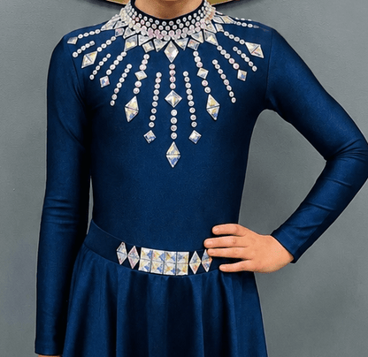 Starlight Embellished Irish Dance Leotard - Navy - Dowsa Performance Wear