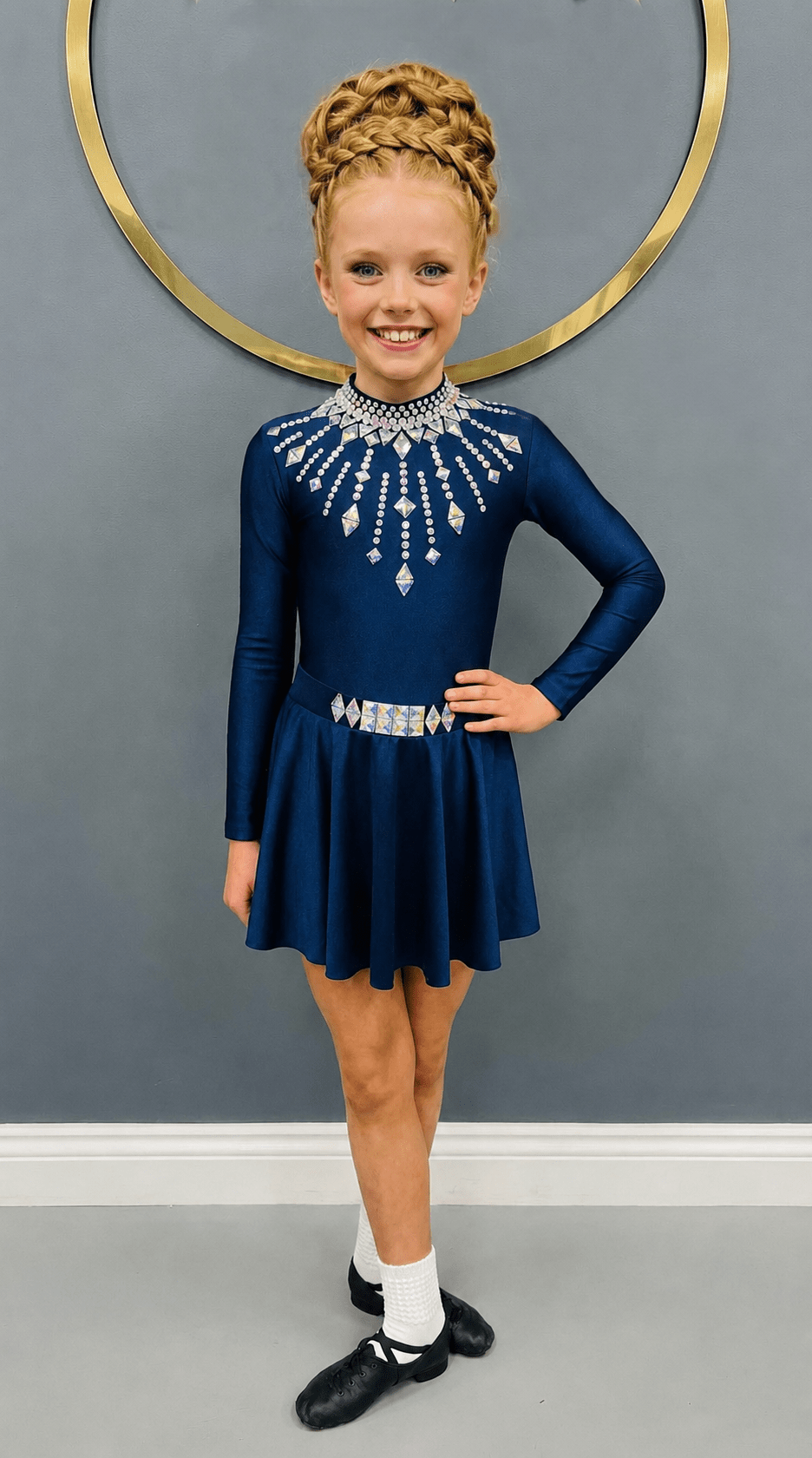 Starlight Embellished Irish Dance Leotard - Navy - Dowsa Performance Wear
