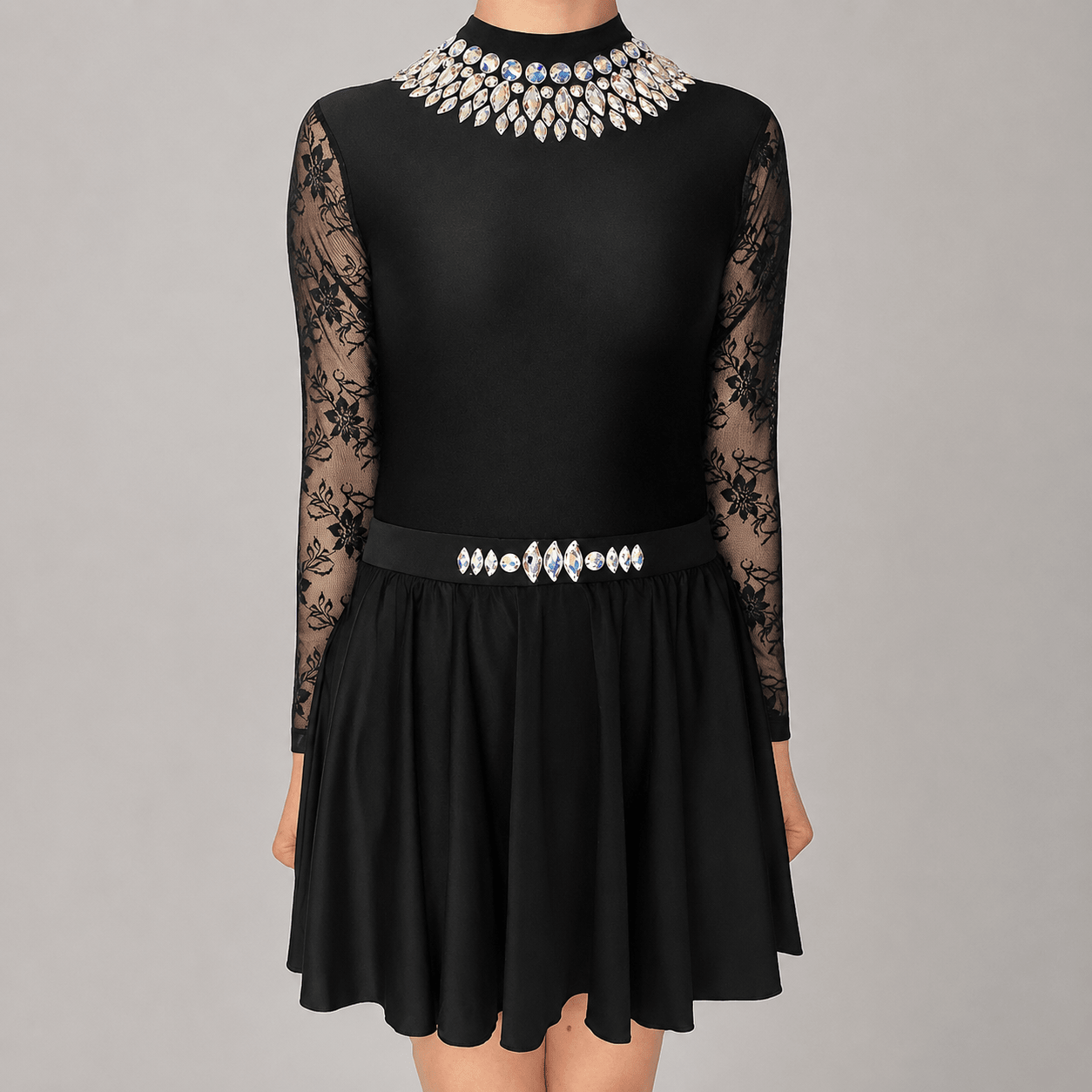 Stella Black Embellished Irish Dance Leotard - Dowsa Performance Wear