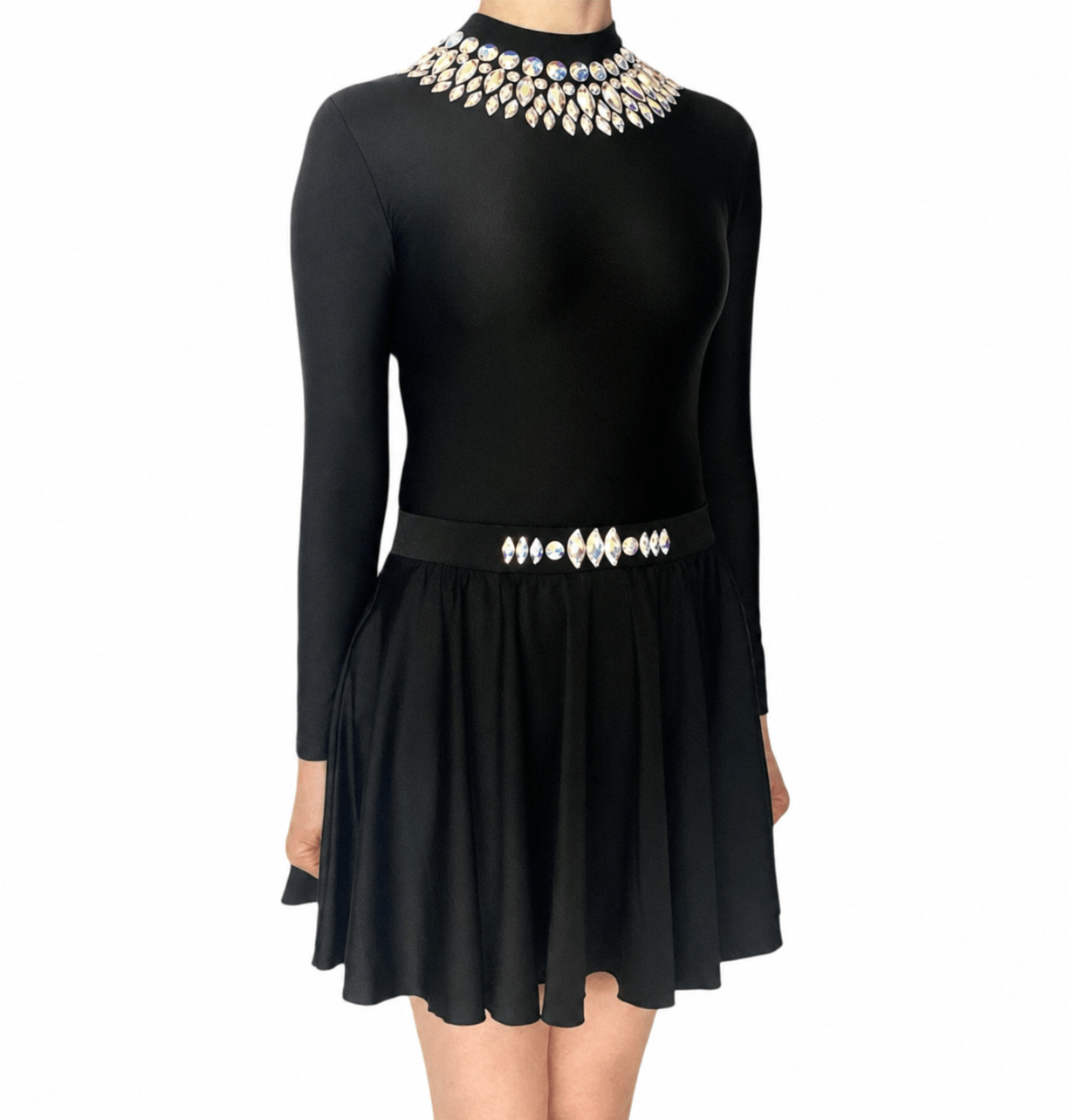 Stella Black Embellished irish Dance Leotard - Dowsa Performance Wear
