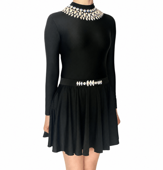 Stella Black Embellished irish Dance Leotard - Dowsa Performance Wear