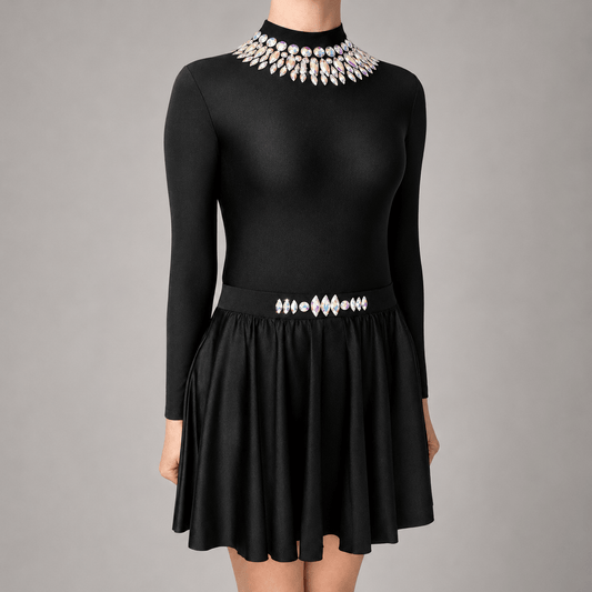Stella Black Embellished Irish Dance Leotard - Dowsa Performance Wear