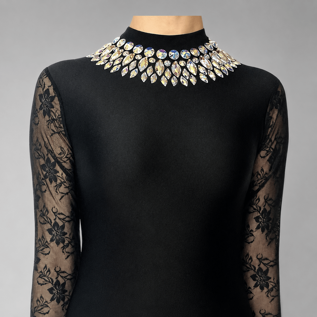 Stella Black Embellished Irish Dance Leotard - Dowsa Performance Wear