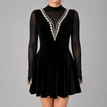 Victoria Embellished Black Velvet Irish Dance Dress - Dowsa Performance Wear
